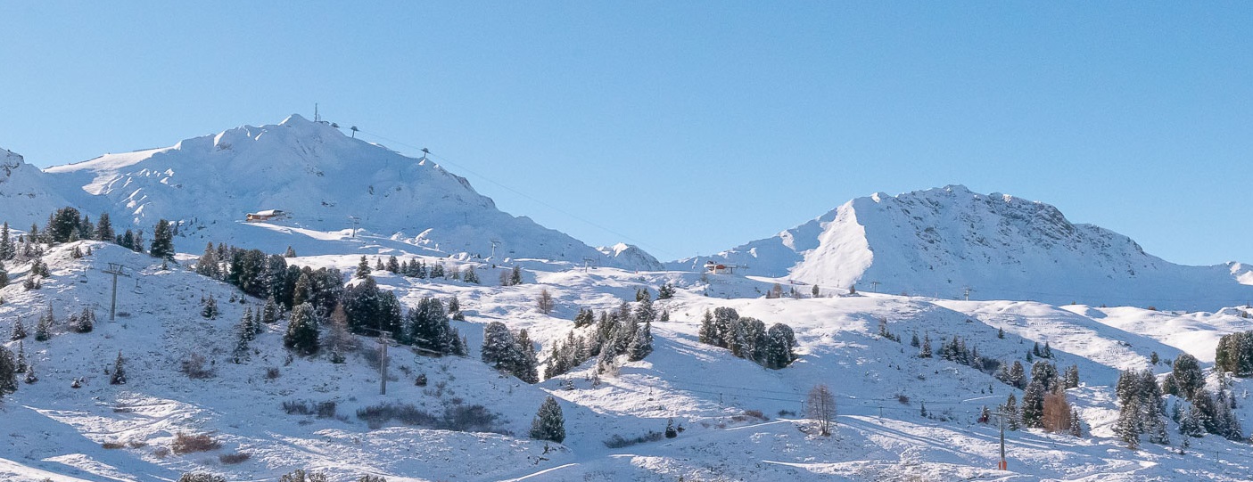 snow covered mountains from Belle Plagne